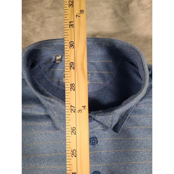 Under Armour Polo Shirt Mens XL Blue Stripe Heat Gear Loose Performance - Picture 5 of 10